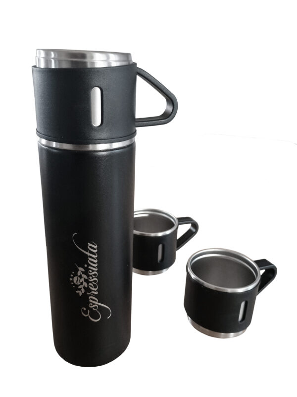 KIT GARRAFA TÉRMICA 500ML + 03 XÍCARAS – CAFÉ
